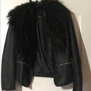 Faux shearling leather jacket